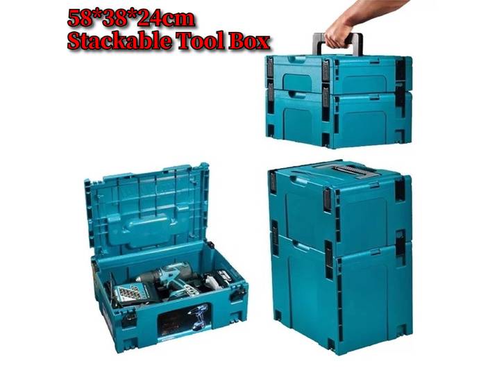 Ensemble de boîtes à outils modulaires empilables 58x38x24cm, grande boîte à outils, coffret à outils pour atelier, garage, organisateur d'outils