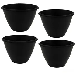 4x Gipsbecher Konisch Ø 127 mm - Anrührbecher Mischschale für Bauarbeiten & Heimwerker aus Gummi Schwarz