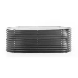 POWERTEC GARDEN Oval-Hochbeet XL aus Stahl, ca. 240 x 80 x 81 cm - Anthrazit