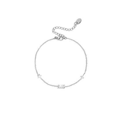 Charm-Armband ADELIA´S "Charmarmband aus Edelstahl mit Stern- und Kreuzanhängern, 17 cm", silber (silberfarben), Armbänder, Damen, 17cm, Edelstahl, Charm-Armband, Modeschmuck mit Stern- und Kreuzanhängern