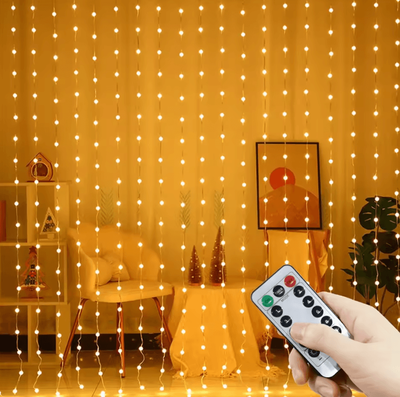 Inspire Curations 8 Mode USB Garland Curtain Lights warm White 3x3m 300leds