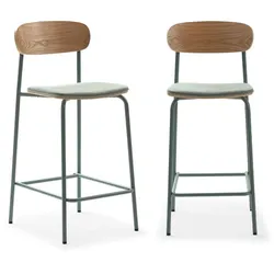BARHOCKER (Set aus 2) aus Stoff mit schwarzen Metallbeinen - adriana 42/48/66 cm