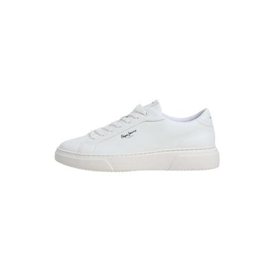 Sneaker PEPE JEANS "Trainer COLINS PLAIN M", Herren, Gr. 45, weiß, 95% Spaltleder, 5% Polyurethan, Schuhe Sneaker