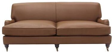 Janelle Leather Sofa - Taupe Leather, Taupe Flannel - Ballard Designs