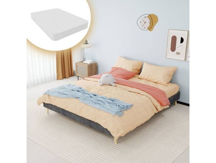 Cadre de lit - SOGEU - Modern Minimalist - Velours hollandais gris - Profil bas - Matelas inclus