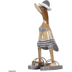 HTI-Living, Deko Figuren + Skulpturen, Dekoente Graziella Grauschnabel aus Holz 25 cm Elegante Sommerente mit Flip-Flops