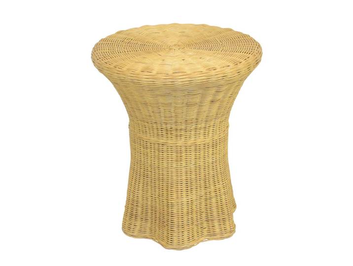 Mid.you Beistelltisch, Beige, Holz, Rattan, massiv, Uni, rund, Säule, 44x44x51 cm, Holzmöbel, Holztische, Beistelltische Holz