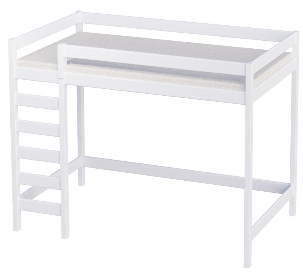 Kinder Hochbett 70x140 Lukas weiß, Höhe 160 cm mit Matratze und Lattenrost