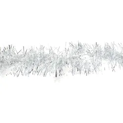 Creativery 2m Weihnachtsgirlande 8cm mit Schneeflocken Lamettagirlande Weihnachtsbaumgirlande Dekogirlande Weihnachten Christbaumgirlande Fasching Silber Weiß