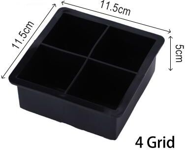 Multisell Products Hub Large Silicone Ice Cube Tray For Bars & DIY Drinks Big Square Ice Mold For Cocktails, Wine & Party Use 4 Grid