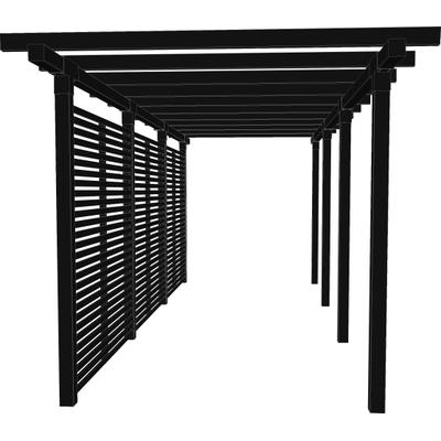 Pergola PLUS "Cubic", schwarz, B:238cm H:217cm T:664cm, Pergolen, Doppelpergola, 3 Module inkl. Tokyozäunen