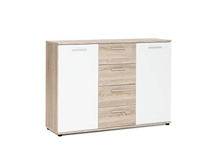 Avanti Trendstore - Jack Sideboard/Kommode in Eiche Sonoma/Weiß mit Türen und Schubladen. Verfügbar in verschiedenen Maßen. (BHT: 120x85x35 cm