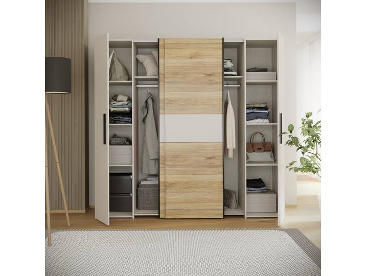 Kombischrank Claris 200 x 191 x 61cm Braun/Beige/Kaschmir/Eiche Dekor