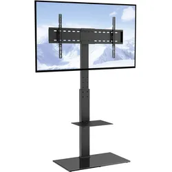 VEVOR TV-Ständer, schwenkbare Bodenständer für Fernseher(32-85 Zoll), höhenverstellbarer tragbarer TV-Standfuß mit gehärtetem Glasfuß, Fernsehständer für Schlafzimmer Wohnzimmer Schwarz