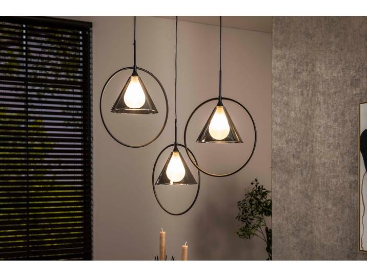 Pendelleuchte „Murielle“ – Gestuft mit 3 Leuchten und Rauchglas im Loop-Design - Rauchglas - Luxusbetten24