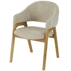 smart Armlehnstuhl mit Eiche Massivholzgestell  ¦ beige ¦ Maße (cm): B: 56 H: 80 T: 60.0
