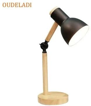Uplifted Finds OUDELADI Wood LED Table Lamp Glass Lampshade Night Light Bedside Lamp With G4 Bulb black