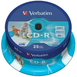 Verbatim CD-R AZO Wide Inkjet Printable 700 MB 52x 25 Stück(e)