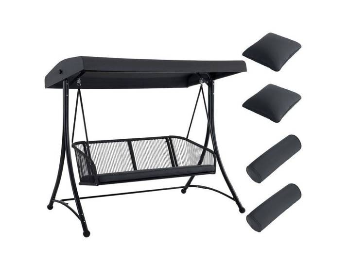 M MCombo Balançoire de jardin 3 places balançoire de jardin avec toit réglable résistant aux intempéries 8026 (gris foncé)
