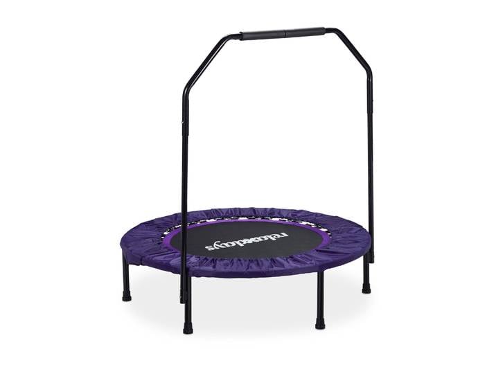Trampolin faltbar mit Haltestange Weiss-Lila-Schwarz