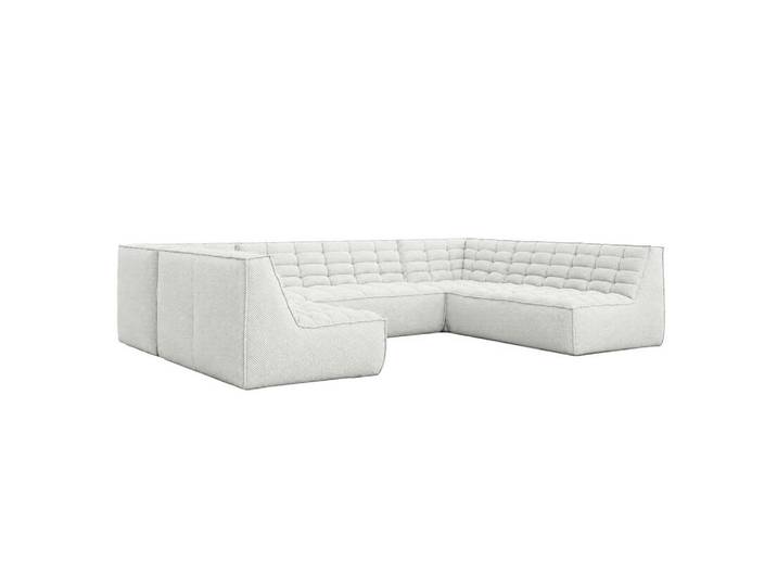 Kaiser Möbel Ecksofa U XL Modulares U-Form, Plüschstoff Pop, Ice, Lazy U XL, Weiß, Holz, 346x76x253 cm, Wohnzimmer, Sofas & Couches, Wohnlandschaften, Wohnlandschaften in U-Form
