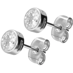 Titan Ohrstecker EINGEFASSTER KRISTALL