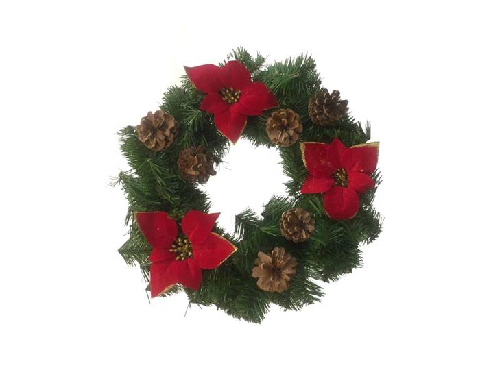 Décoration de noël verte et rouge 35x35 h3 cm