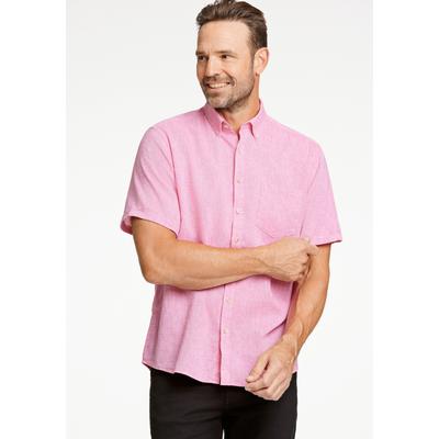Leinenhemd JACK’S "Leinenhemd (Kurzarm) Regular Fit", Herren, Gr. L, Normalgrößen, rosa (pink), Obermaterial: 55% Leinen, 45% Baumwolle, Hemden