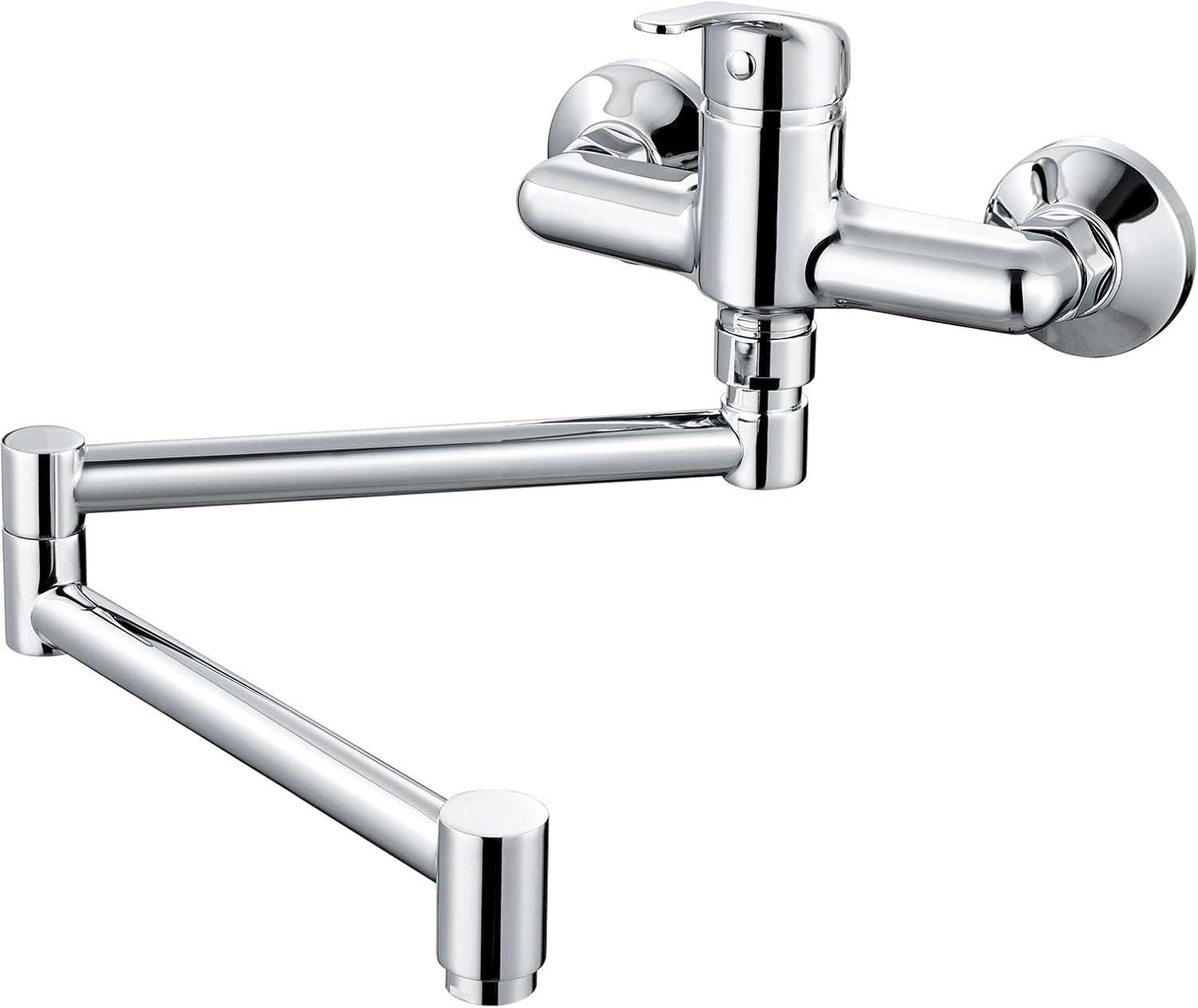Chroom Keukenkraan voor wandmontage, 360 graden draaibare vouwtuit, messing