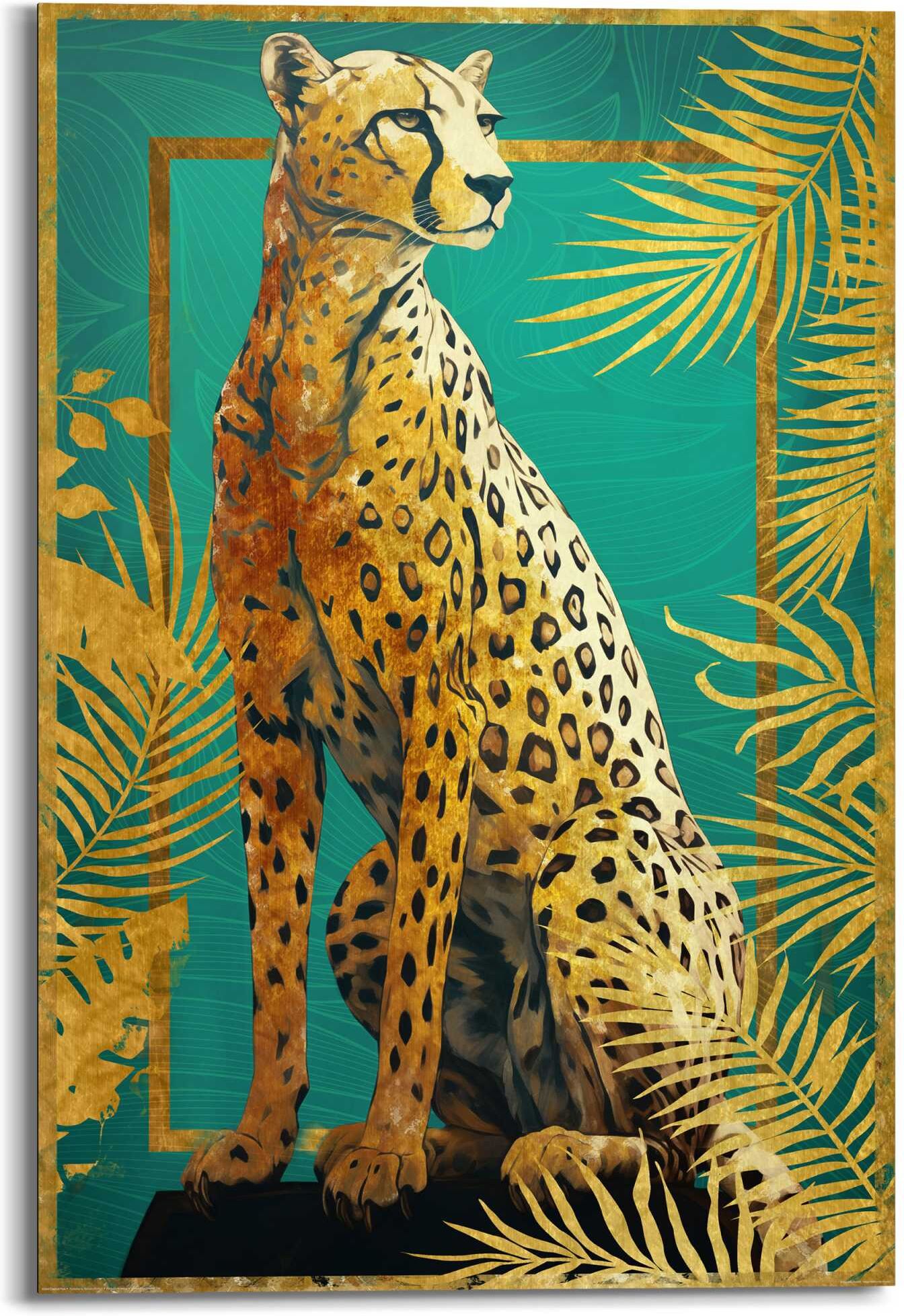Reinders! Deco-Panel REINDERS "Cheetah Pose", gold (farbe bild(er): gold), B:60cm H:90cm T:2cm, Holzwerkstoff, Bilder, Deco-Panel farbe bild(er): gold B/H/T: 60cm x 90cm x 2cm