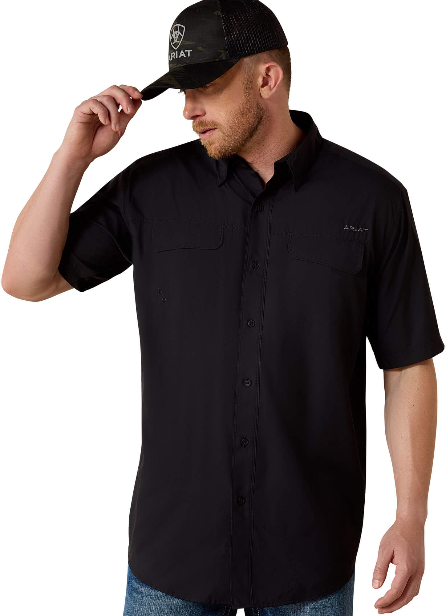 Men's VentTEK Outbound Classic Fit Shirt in Black, Size: Large by Ariat