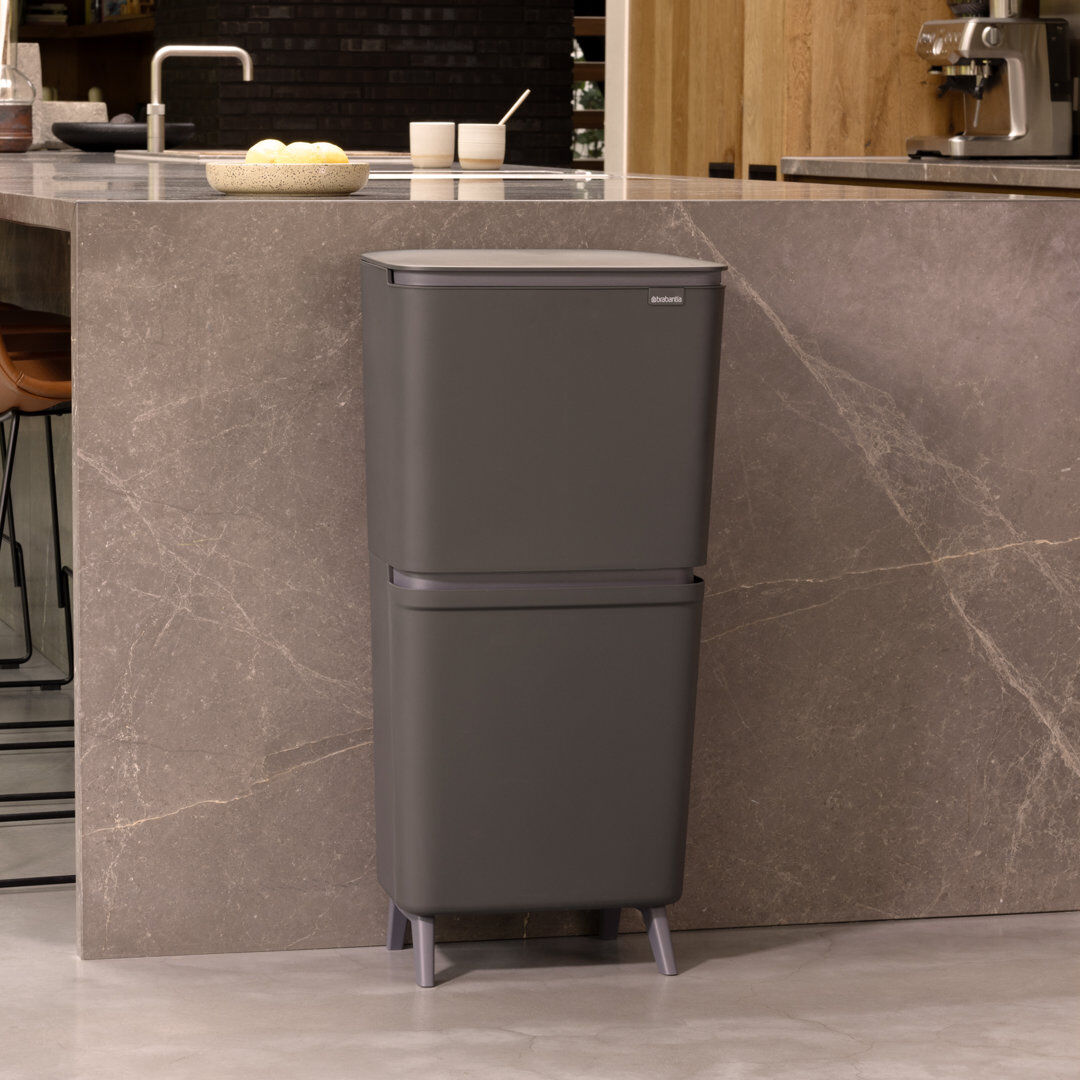 Brabantia Sortup Recycle Bin Hi, 25+10+10 Litre Dark Grey 45L