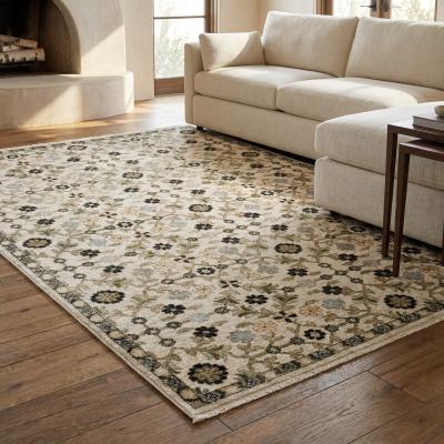 Style Haven Whittier Vintage Botanical Multi/ Beige Fringed Dense Pile Rug