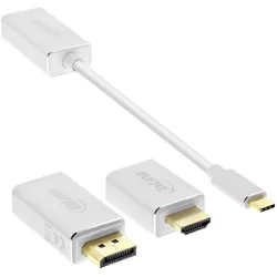 InLine Display Konverter Set 6-in-1 (DisplayPort, HDMI, VGA), Video Adapter, Weiss