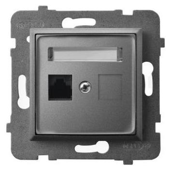 Ospel ARIA Einzel-Computersteckdose, Kat. 5e MMC grau matt GPK-1U (GPK-1U/K/M/70)