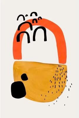 Uplift Essentials Mid Century Abstract Brush Stroke Art Minimalist Orange Watercolor Canvas Modern Wall Painting For Living Room style 5 20x30 In