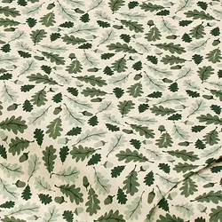 Baumwollstoff Eichel-Laub "Sina", creme-color