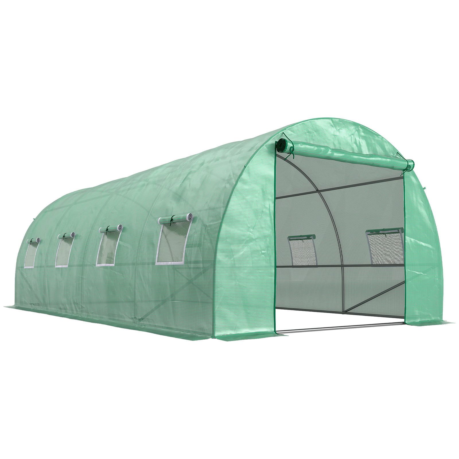 Outsunny Folietunnel Kas van Kunststof en Staal, Groen
