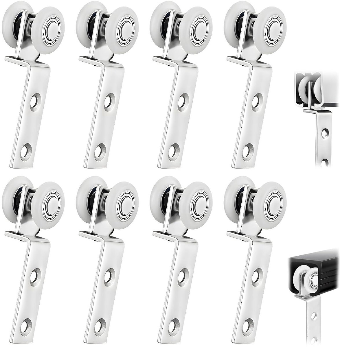 8 stuks multifunctionele looprollen met lagers voor schuifdeuren en meubels, 20 mm