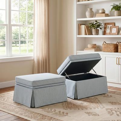 Uixe Set of 2 Cheille Skirted Rectangular Flip-Top Storage Ottoman
