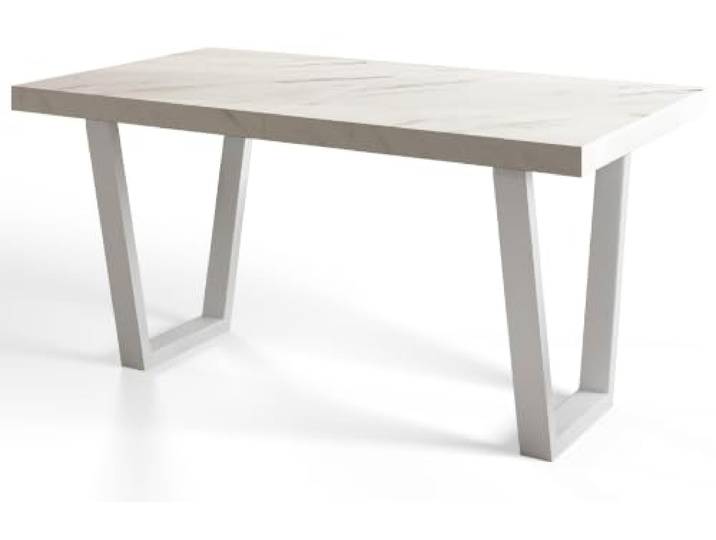 AlpiMeble Rechteckiger Esstisch, Stabile Metallbeine, 140x80 cm, Marmor Moderner Wohnzimmertisch, Küchentisch und Esszimmertisch, Tisch mit stabile Konstruktion, Kollektion Loft Trapez