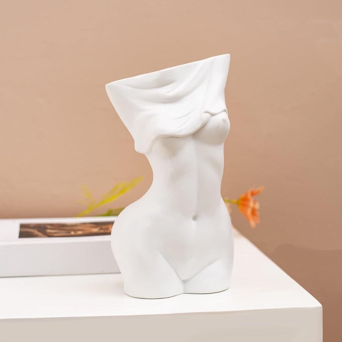 Wit Keramiek Beeld Vaas Buste Vrouw Decoratie Hoogte: 21 cm