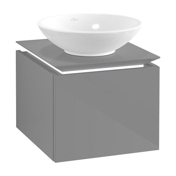 Villeroy & Boch Legato Waschtischunterschrank B565L0FP 45x38x50cm, mit LED-Beleuchtung, Glossy Grey