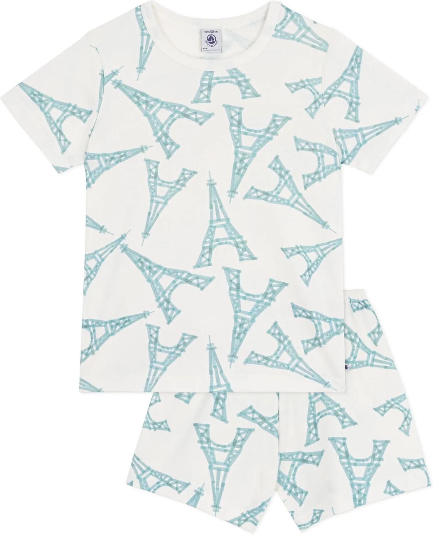Petit Bateau Pyjama Short Tour Eiffel Blanc 4 ans