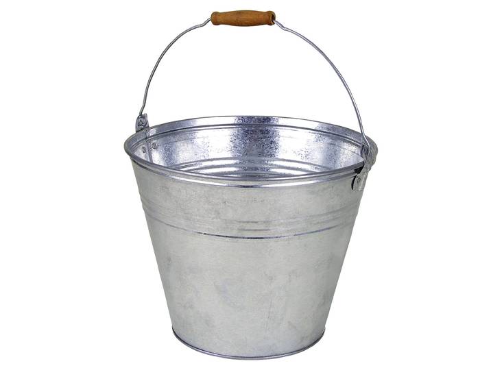 Zinkeimer mit Holzgriff, Fassungsvermögen 10 l, ca. 29 x 24 cm