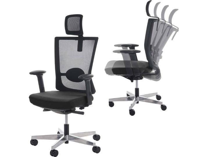 Chaise de bureau MERRYFAIR Forte\, chaise de bureau\, fonction sliding ergonomique ~ noir\, avec appuie-tête