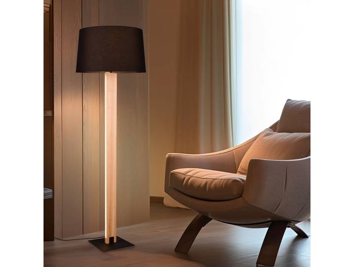 Lampadaire Rahul Ø 48cm Noir/Noir Tissu mélangé E27