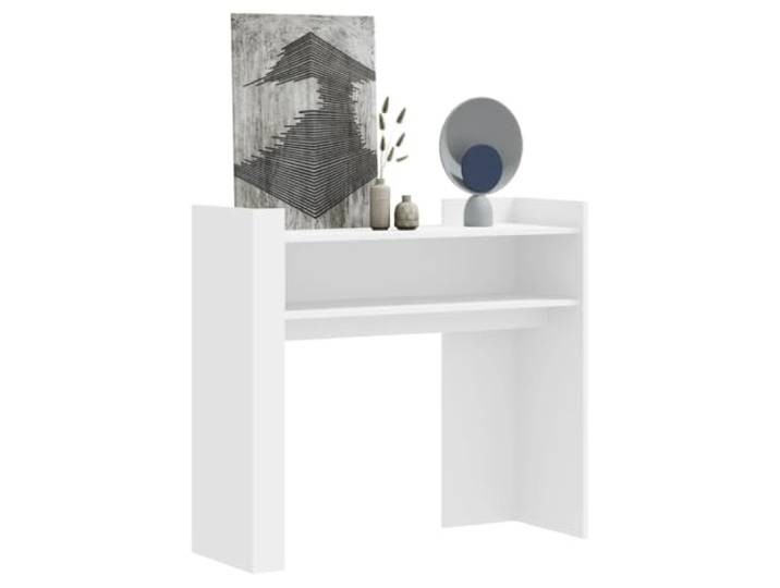 GPWERSDF Konsolentisch Weiß 100x35x90 cm Holzwerkstoff Stauraum für Bücher Deko, Schmaler Flurtisch, Mit Wandhalterung zur Sicherung