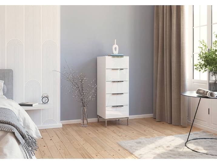 Commode Flipp en verre avec piètement B 40cm Blanc