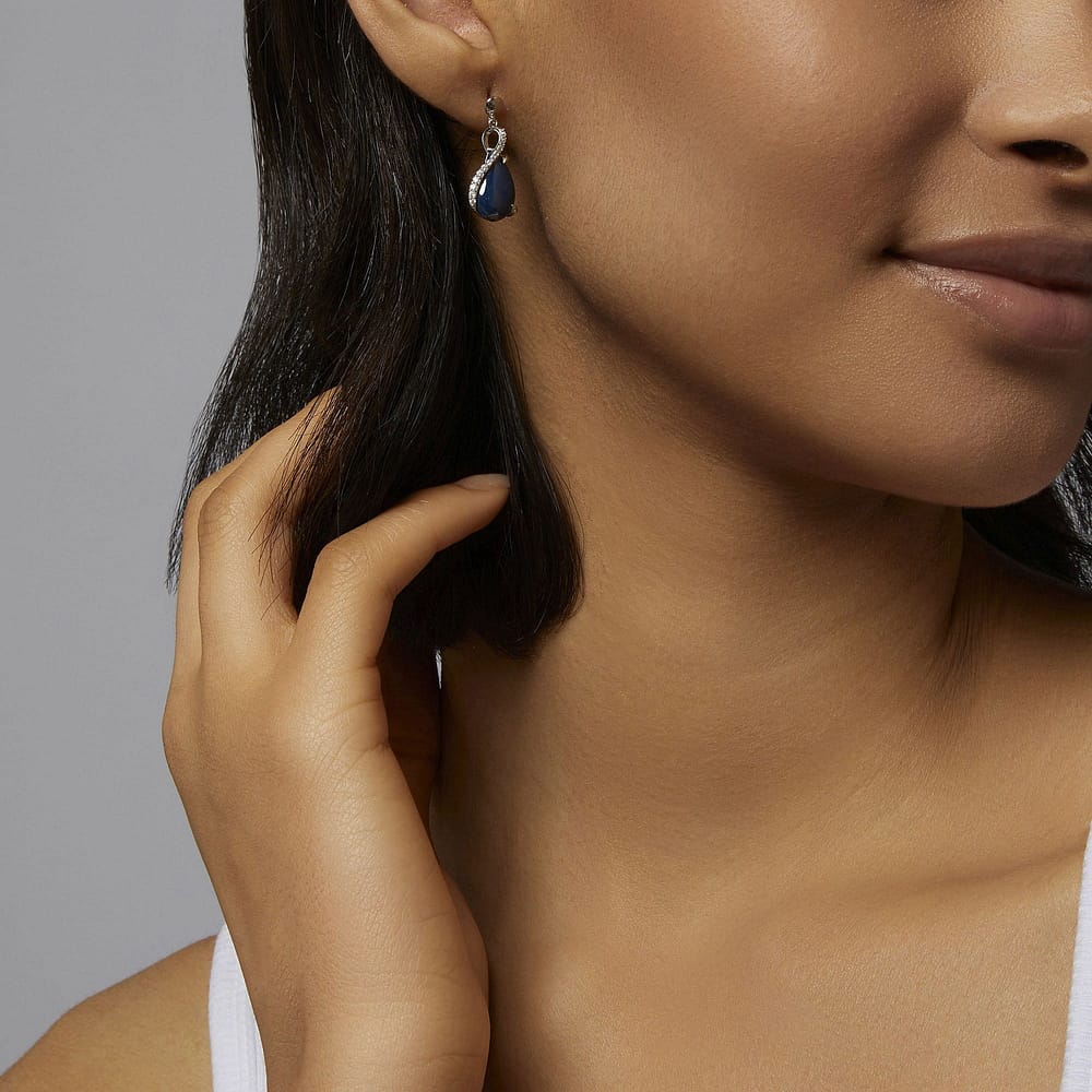 Boucles D'Oreilles Bleue Joaillerie En Céramique Et Oxyde Femme